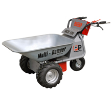 Multi-Dumper elektro optional mit Zubeh�r erh�ltlich: Schneeschild, Kehrbesen, Transportaufsatz, gro�e Leichtgutwanne 450 ltr. oder Multi-Sauger 360 ltr.