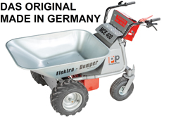 Multi-Dumper elektro optional mit Zubehr erhltlich: Schneeschild, Kehrbesen, Transportaufsatz, groe Leichtgutwanne 450 ltr. oder Multi-Sauger 360 ltr.